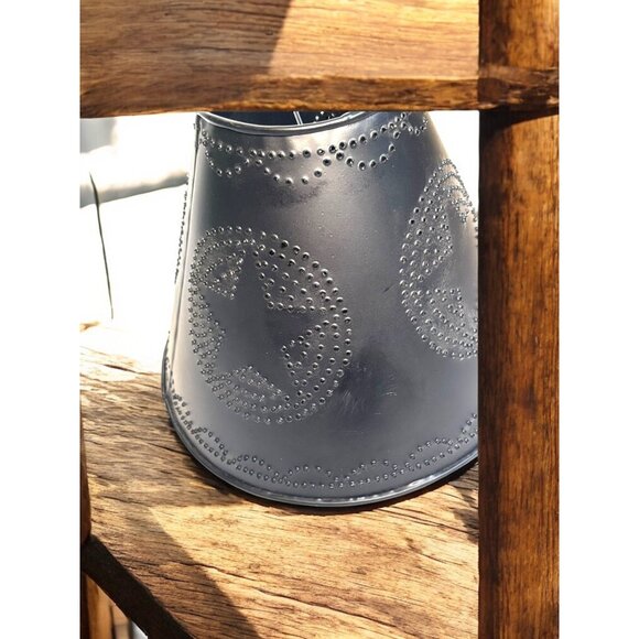 Punched Tin Star Black Lamp Shade Country Style Farmhouse 4x10x8 - Picture 1 of 12